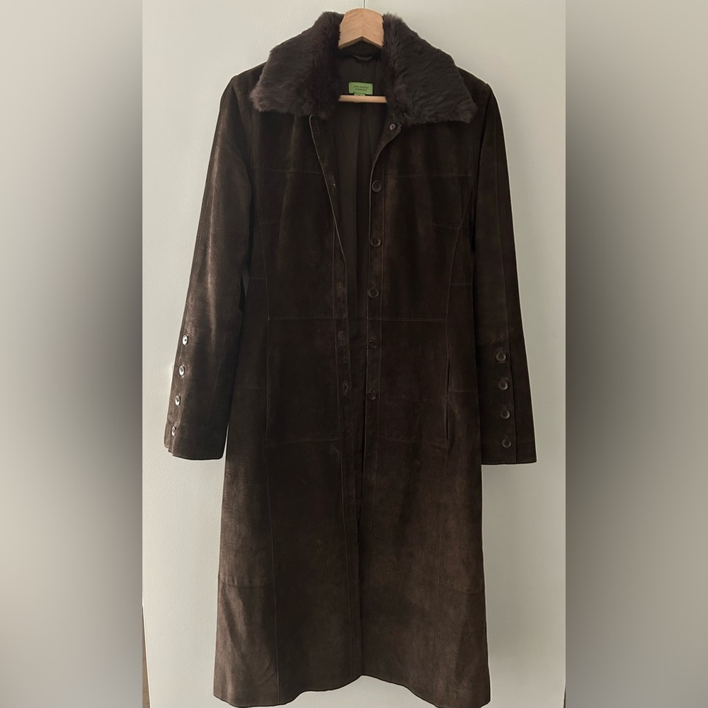 Beautiful Long Brown Suede Trench Coat